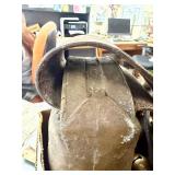 LARGE Early Antique Brass or Copper Cow Bell w/Original Leather