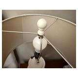 Pair of White Urn Table Lamps w Linen Drum Shades 24in TL8922 Good