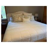 Upholstered Bed Frame w Tufted Headboard & Mattress King