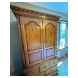 Traditional Oak Door Chest Armoire Media Cabinet 44x19x74 Good