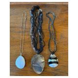 3 Pc Statement Necklace Lot Shell Pendants Beaded Strands Fashion Jewelry