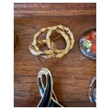 Vintage Costume Jewelry Lot Gold Tone Earrings Brooch Necklaces 16 Pc