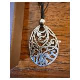 Silpada Teardrop Pendant Necklace Multi Strand Cord w Box Good