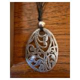 Silpada Teardrop Pendant Necklace Multi Strand Cord w Box Good