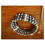 Black Pearl Jewelry Lot 7 Pc Sterling 925 Necklaces Bracelet Earrings