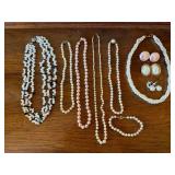 Vintage Imperfect Shaped Real Pearl Jewelry Lot Necklaces Bracelet Earrings Mixed Set