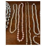 Vintage Imperfect Shaped Real Pearl Jewelry Lot Necklaces Bracelet Earrings Mixed Set