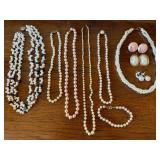 Vintage Imperfect Shaped Real Pearl Jewelry Lot Necklaces Bracelet Earrings Mixed Set
