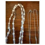 Mixed Costume Jewelry Lot Real Imperfect Pearl Necklaces & Quartz Watch