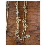 Vintage Gold Tone Costume Jewelry Lot Necklaces Pin Earrings 7 Pc