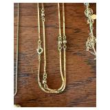 Vintage Gold Tone Costume Jewelry Lot Necklaces Pin Earrings 7 Pc