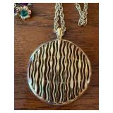 Vintage Gold Tone Costume Jewelry Lot Necklaces Pin Earrings 7 Pc