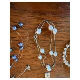 Mixed Costume Jewelry Lot 6 Pc Bracelets Necklaces Pearls Rhinestone