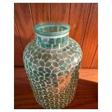 Decorative Vase Lot Mosaic Glass & Textured Pottery Tabletop Vases