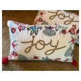 Set of 2 Christmas Joy Decorative Throw Pillows Beaded Tassels