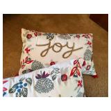 Set of 2 Christmas Joy Decorative Throw Pillows Beaded Tassels