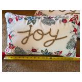 Set of 2 Christmas Joy Decorative Throw Pillows Beaded Tassels