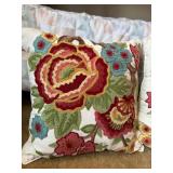 Set of 5 Embroidered Throw Pillows Floral Bird Accent Cushions