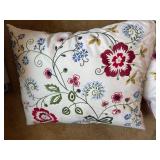 Pair Embroidered Floral Throw Pillows Ivory Multicolor Accent Decor