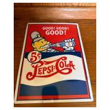 Pepsi-Cola Embossed Metal Advertising Sign 5 Cent Good Good Good