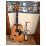 Mitchell MD-10 Acoustic Guitar Natural Dreadnought w/ Stand Good
