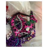 Bulk Mardi Gras Bead Necklace Lot w/ Mask Purple Green Gold Party Mix