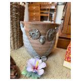 Eclectic Decor Lot Owl Pottery Basket Wood Mask Faux Hibiscus