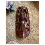 Eclectic Decor Lot Owl Pottery Basket Wood Mask Faux Hibiscus