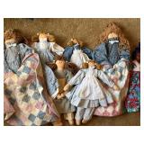 Handmade Rag Doll Lot Folk Art Cloth Dolls Quilt Dresses 6 Pc Decor