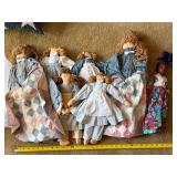 Handmade Rag Doll Lot Folk Art Cloth Dolls Quilt Dresses 6 Pc Decor