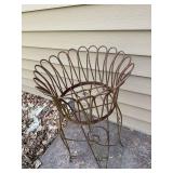 Vintage Rusted Metal Plant Stand Wire Basket Jardiniere 35in Tall
