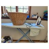 Black+Decker Iron & Large Wicker Basket Household Utility Lot
