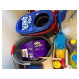 Mixed Cleaning Supply Lot Spin Mop Buckets Dusters Cloths Swiffer
