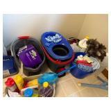 Mixed Cleaning Supply Lot Spin Mop Buckets Dusters Cloths Swiffer