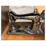 Singer Treadle Sewing Machine in Oak Cabinet Antique 4 Drawer Base