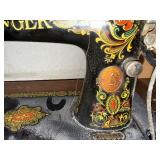 Singer Treadle Sewing Machine in Oak Cabinet Antique 4 Drawer Base