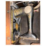 Singer Treadle Sewing Machine in Oak Cabinet Antique 4 Drawer Base