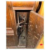 Singer Treadle Sewing Machine in Oak Cabinet Antique 4 Drawer Base