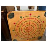 Vintage Reversible Wood Game Board Checker Backgammon Target Top