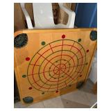 Vintage Reversible Wood Game Board Checker Backgammon Target Top
