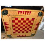 Vintage Reversible Wood Game Board Checker Backgammon Target Top