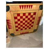 Vintage Reversible Wood Game Board Checker Backgammon Target Top