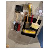 Mixed Paint Supplies Lot Brushes Rollers Tray Tape Red Devil Level