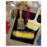 Mixed Paint Supplies Lot Brushes Rollers Tray Tape Red Devil Level