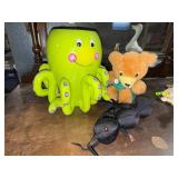 Large Green Octopus Planter Ceramic Cachepot Novelty Decor 10 in