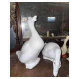 Mixed Goose Figurine Lot Ceramic White Geese & Small Ducks 5 Pc