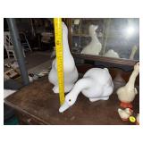 Mixed Goose Figurine Lot Ceramic White Geese & Small Ducks 5 Pc