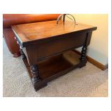 Pair of Rustic Wood End Tables- 3 Drawer Turned Leg Accent Side Table Good