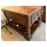 Pair of Rustic Wood End Tables- 3 Drawer Turned Leg Accent Side Table Good