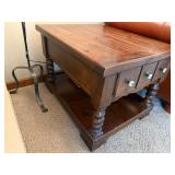 Pair of Rustic Wood End Tables- 3 Drawer Turned Leg Accent Side Table Good